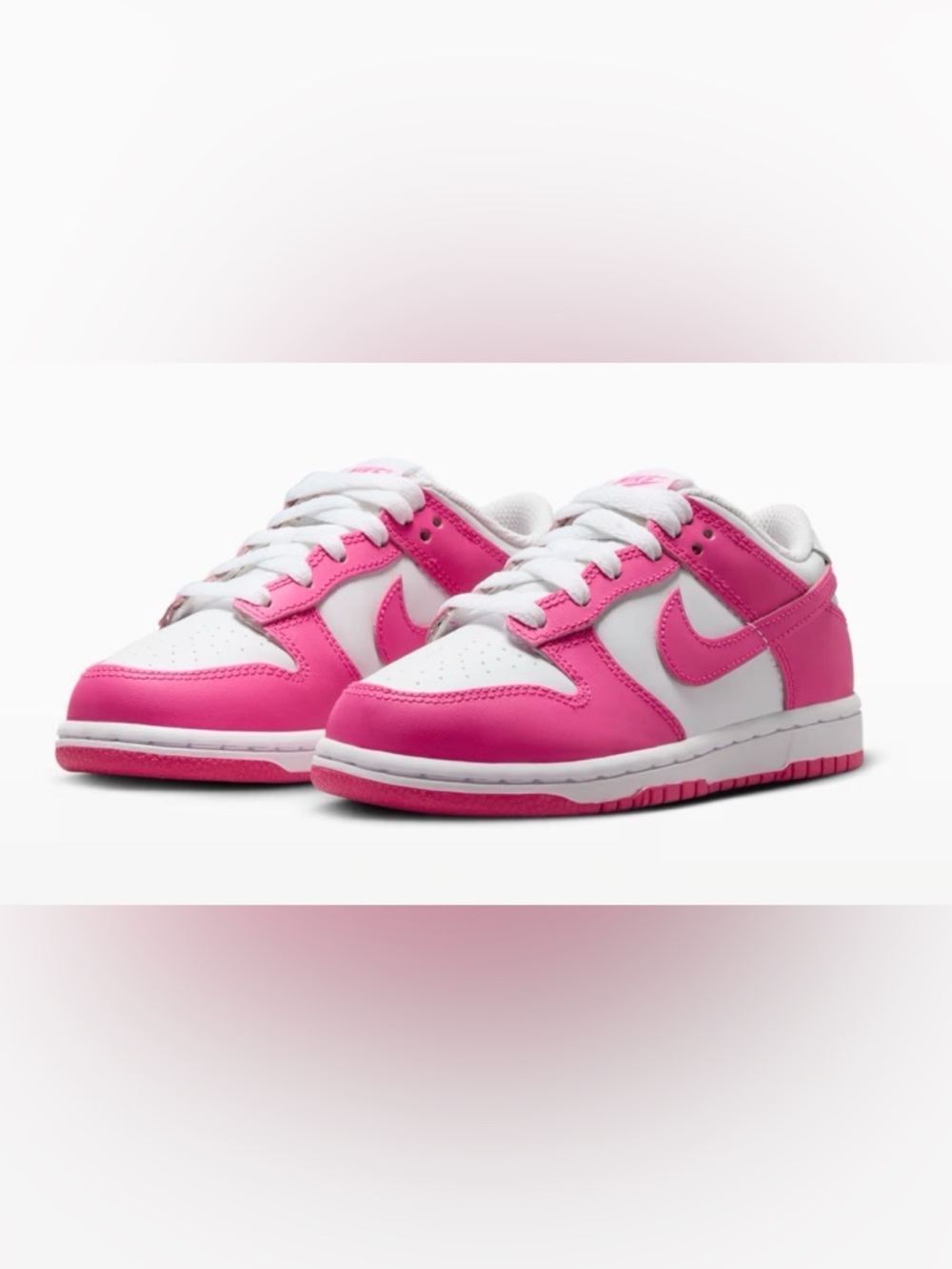 NIB [Nike] Dunk Low Top Shoes Sneakers Fuchsia Pink/White Little Kids Youth 11 C - Picture 2 of 16